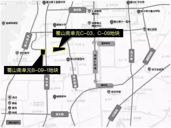 蜀山南单元商住地块区位图(图源:浙报传媒地产研究院)